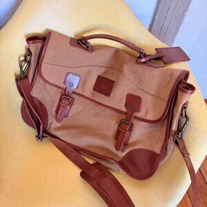 Ralph Lauren Leather-Trim Canvas Briefcase NWT